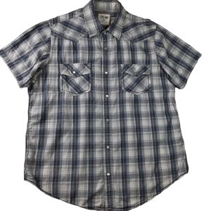 Urban Pipeline Gray Plaid Pearl Snap Short Sleeve Shirt SZ L
